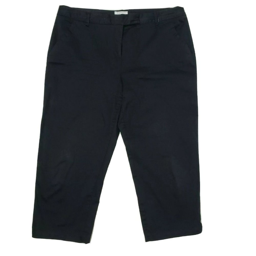 CHARTER CLUB Solid‎ All Black Classic Fit Crop Pants Womens Size 16